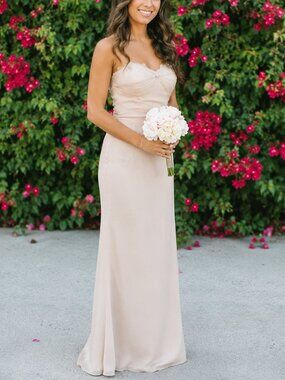 Jim Hjelm Occasions Blush Lace Strapless Bridesmaid Gown Size 4